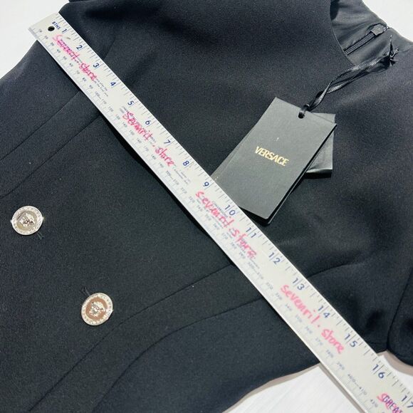 Versace Hourglass Grain De Poudre Suit Mini Dress Black Wool 38/ 2 NWT $3025 - Picture 12 of 14